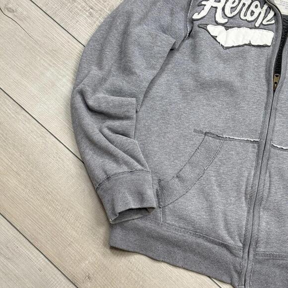 Y2K Aeropostale Sherpa Lined Zip Jacket Gray Sz L Applique Logo A87 Fleece Skate - Picture 4 of 9